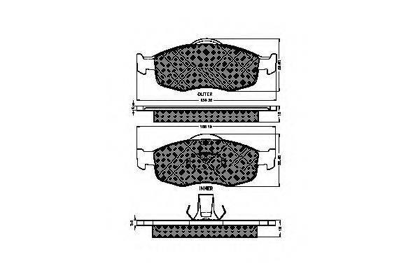 FORD 93BX-2K021-AA Комплект гальмівних колодок, дискове гальмо