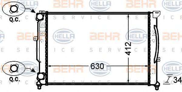 BEHR HELLA SERVICE 8MK376766354 Радіатор, охолодження двигуна
