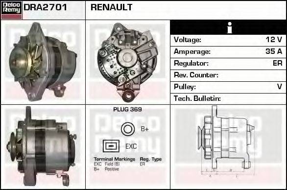 DELCO REMY DRA2701 Генератор