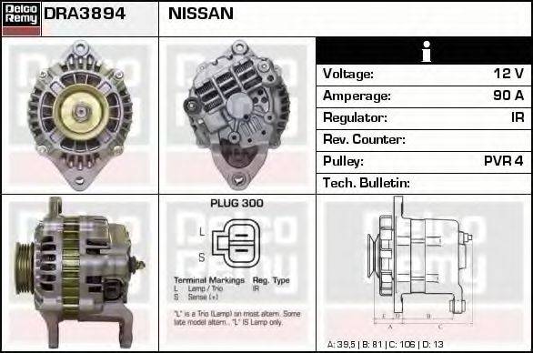 NISSAN 23100-0P515 Генератор