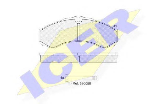 ICER 141208 Комплект гальмівних колодок, дискове гальмо