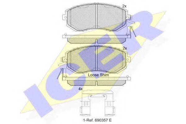 ICER 25761 Комплект гальмівних колодок, дискове гальмо
