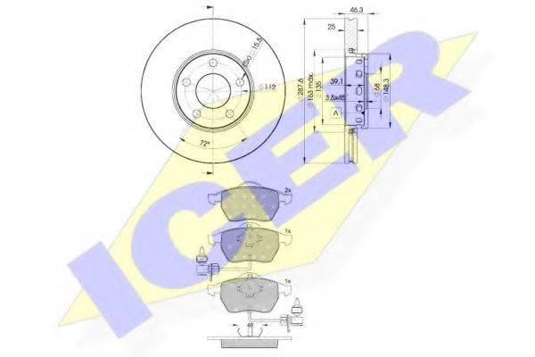 ICER 313624063 Комплект тормозов, дисковый тормозной механизм