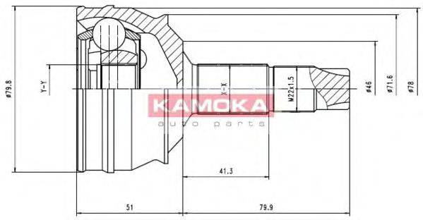 KAMOKA 6632 Шарнірний комплект, приводний вал