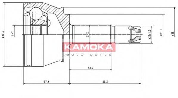 KAMOKA 7136 Шарнірний комплект, приводний вал