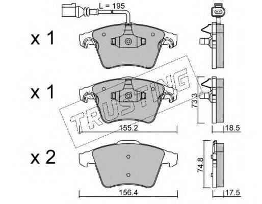 TRUSTING 23749 Комплект гальмівних колодок, дискове гальмо