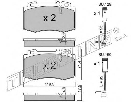 TRUSTING 5795W Комплект гальмівних колодок, дискове гальмо