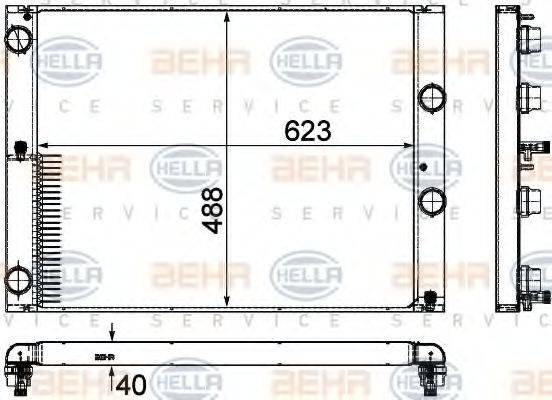 HELLA 8MK376755581 Радіатор, охолодження двигуна