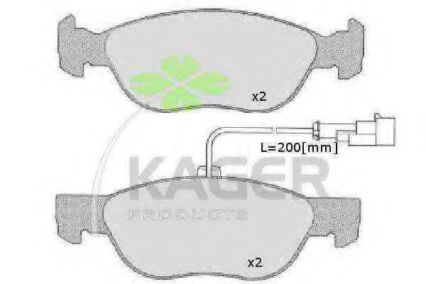 KAGER 350007 Комплект гальмівних колодок, дискове гальмо