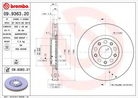 BRECO BS8615 гальмівний диск