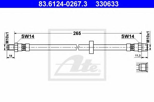 ATE 330633 Гальмівний шланг