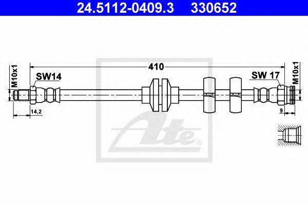 ATE 330652 Гальмівний шланг