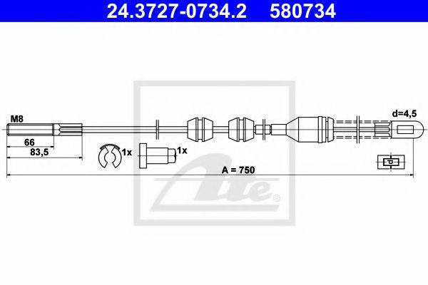 PEX 40514 Трос, стоянкова гальмівна система