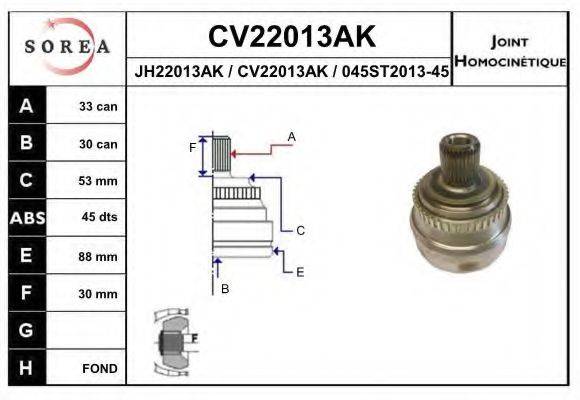EAI CV22013AK Шарнірний комплект, приводний вал
