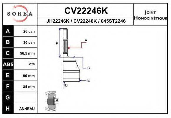EAI CV22246K Шарнірний комплект, приводний вал