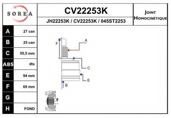 EAI CV22253K Шарнірний комплект, приводний вал
