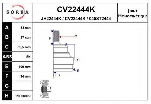 EAI CV22444K Шарнірний комплект, приводний вал