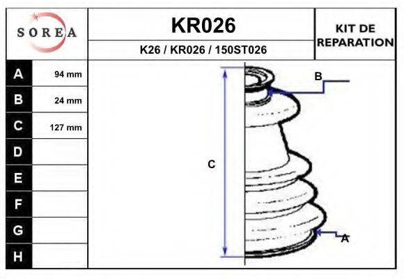 EAI KR026 Комплект пильника, приводний вал