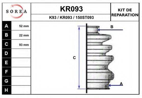EAI KR093 Комплект пильника, приводний вал
