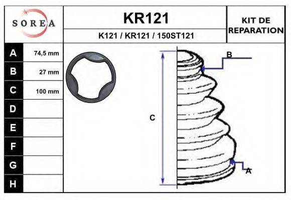 EAI KR121 Комплект пильника, приводний вал