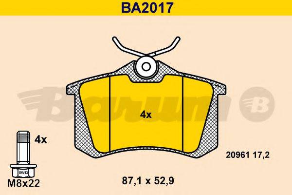BARUM BA2017 Комплект гальмівних колодок, дискове гальмо