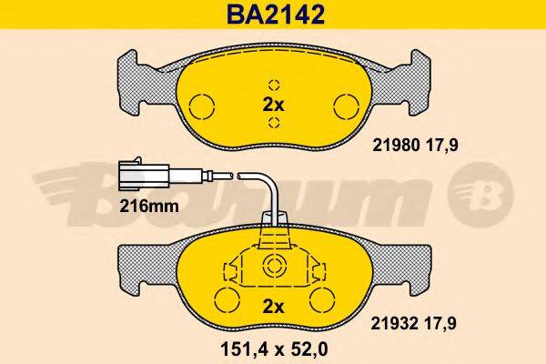 BARUM BA2142 Комплект гальмівних колодок, дискове гальмо