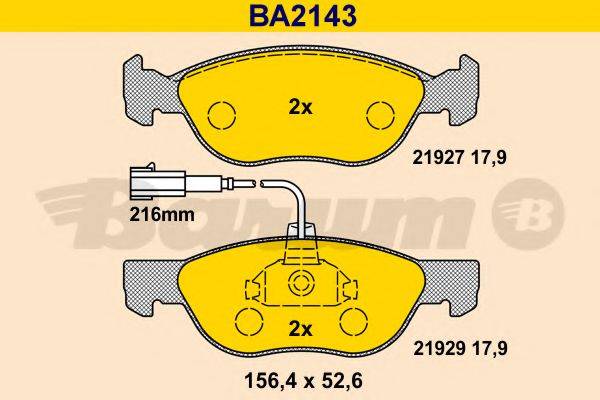 BARUM BA2143 Комплект гальмівних колодок, дискове гальмо