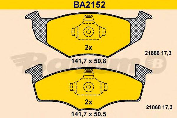 BARUM BA2152 Комплект гальмівних колодок, дискове гальмо