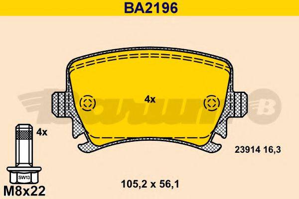 BARUM BA2196 Комплект гальмівних колодок, дискове гальмо