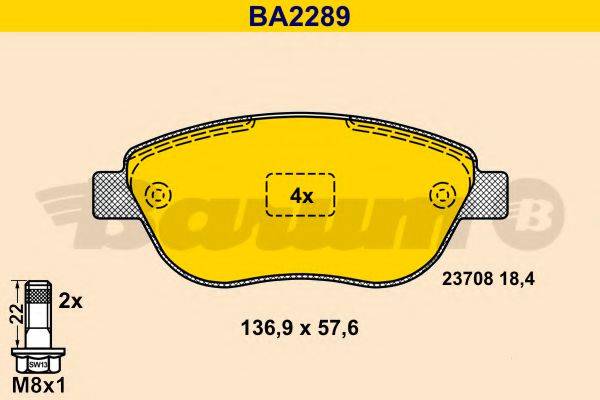 BARUM BA2289 Комплект гальмівних колодок, дискове гальмо