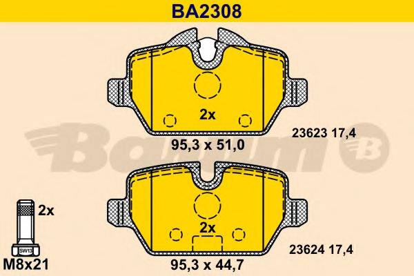 BARUM BA2308 Комплект гальмівних колодок, дискове гальмо