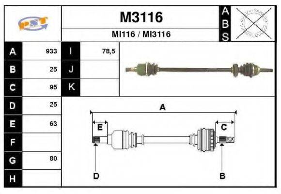 SNRA M3116 Приводний вал