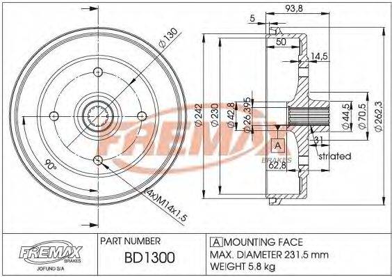 VAG 113 501 615 B Гальмівний барабан