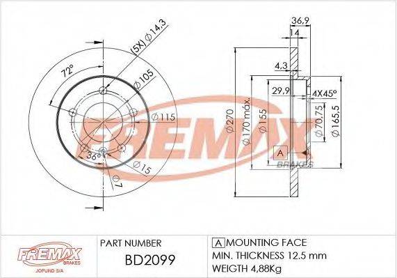 FREMAX BD2099 гальмівний диск