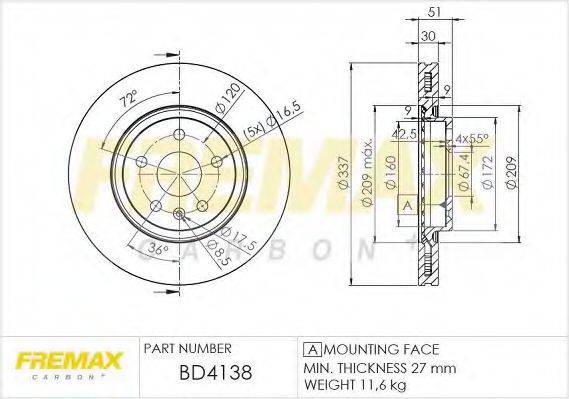 FREMAX BD4138 гальмівний диск