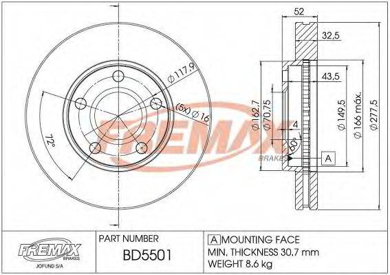 FREMAX BD5501 гальмівний диск