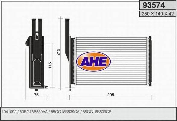 AHE 93574 Теплообмінник, опалення салону