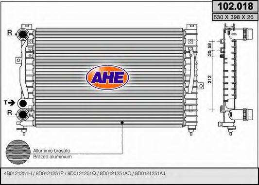 AHE 102018 Радіатор, охолодження двигуна