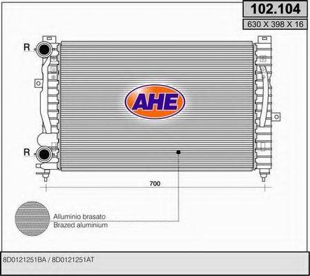 AHE 102104 Радіатор, охолодження двигуна