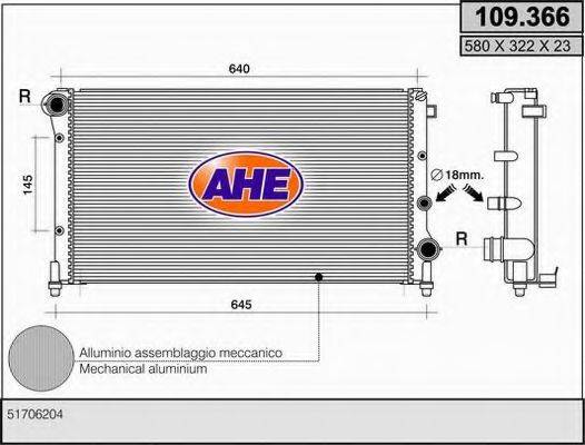 AHE 109366 Радіатор, охолодження двигуна