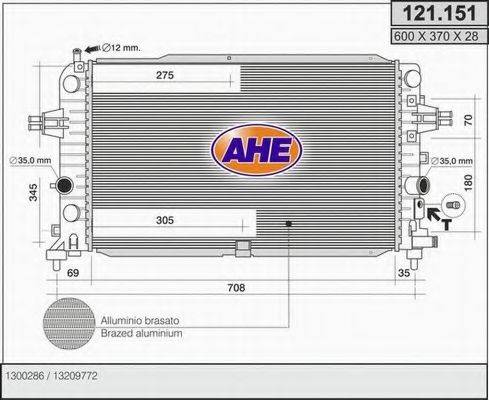 AHE 121151 Радіатор, охолодження двигуна