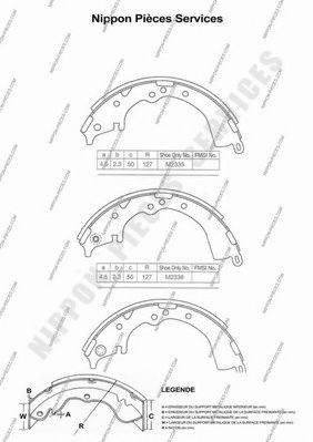 NPS T350A25 Комплект гальмівних колодок