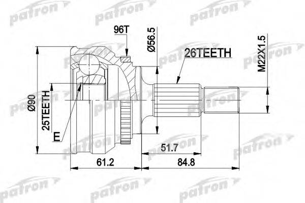 PATRON PCV1127 Шарнірний комплект, приводний вал