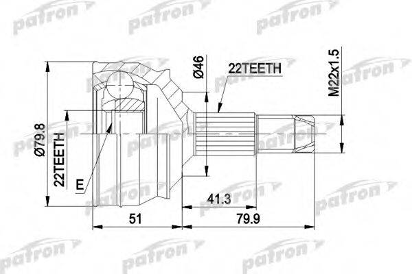 PATRON PCV1226 Шарнірний комплект, приводний вал