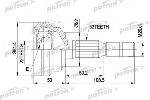 PATRON PCV1287 Шарнірний комплект, приводний вал