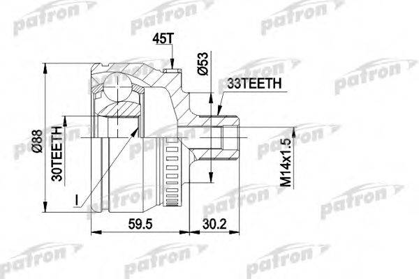 PATRON PCV1375 Шарнірний комплект, приводний вал