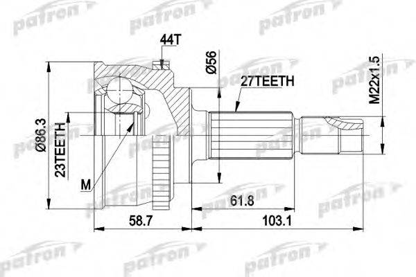 PATRON PCV1508 Шарнірний комплект, приводний вал