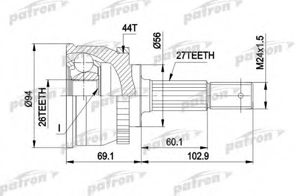 PATRON PCV1509 Шарнірний комплект, приводний вал