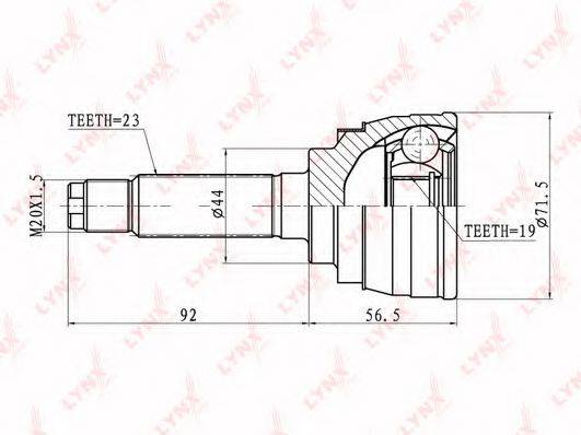 LYNXAUTO CO1816 Шарнірний комплект, приводний вал