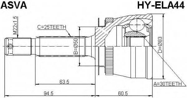HYUNDAI 49507-2DA20 Шарнірний комплект, приводний вал